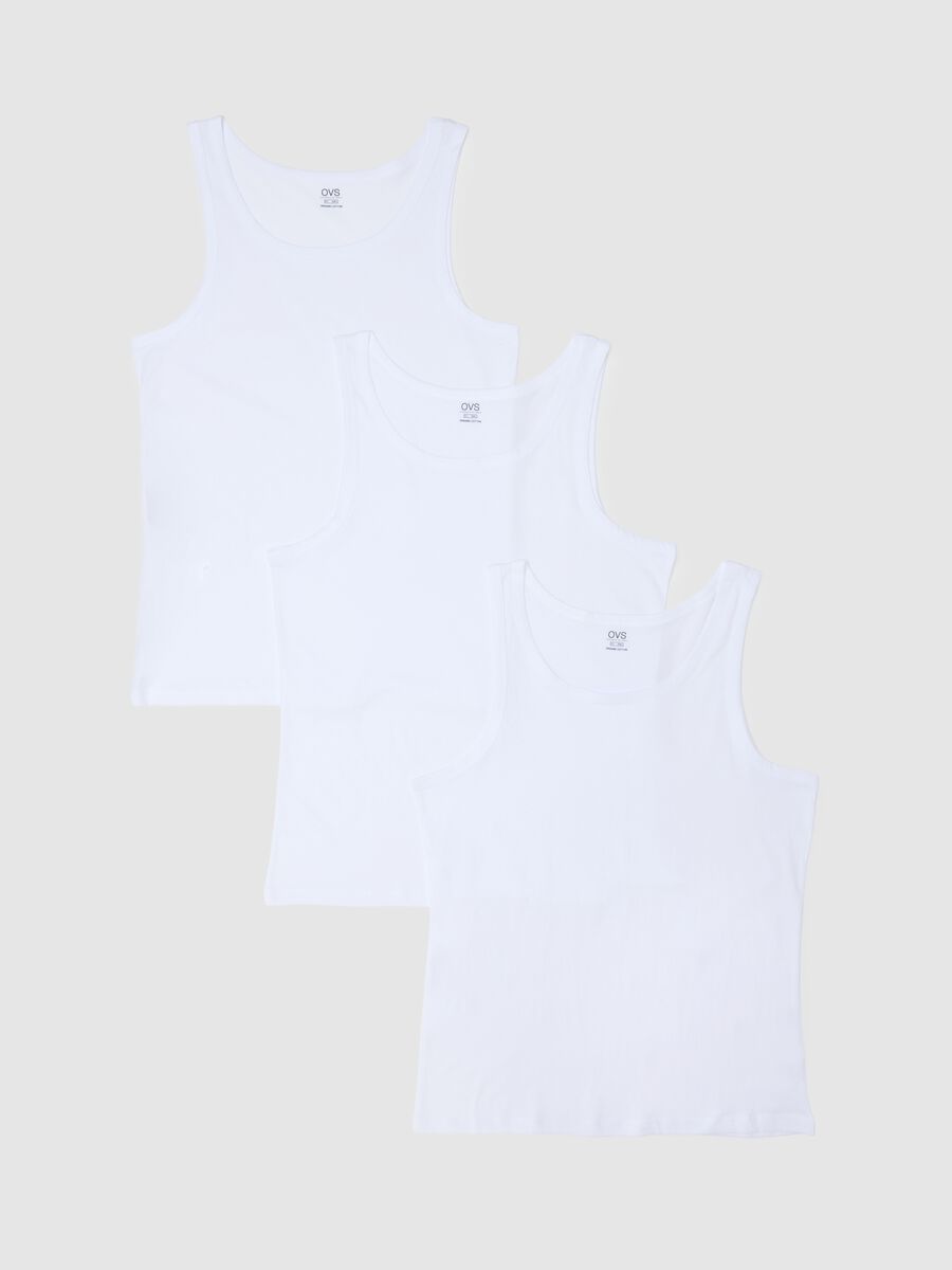 White Cotton Tank Top Tripack Regular Fit_1