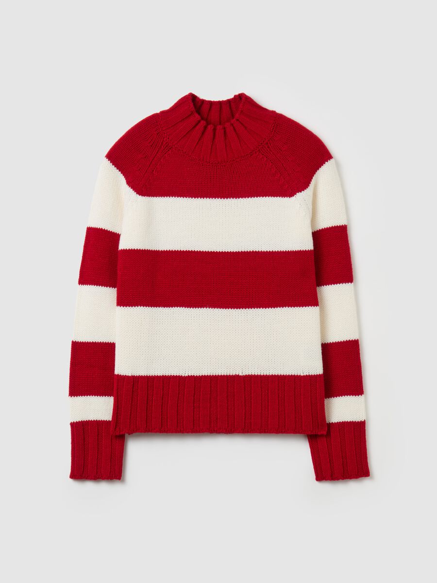 Striped knit top with mock neck_4