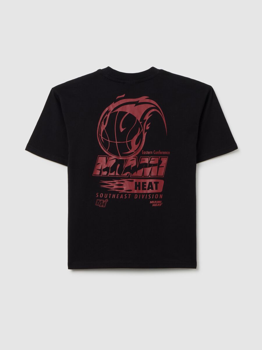 T-shirt da ragazzo in  cotone nero oversize e logo Miami Heats_1