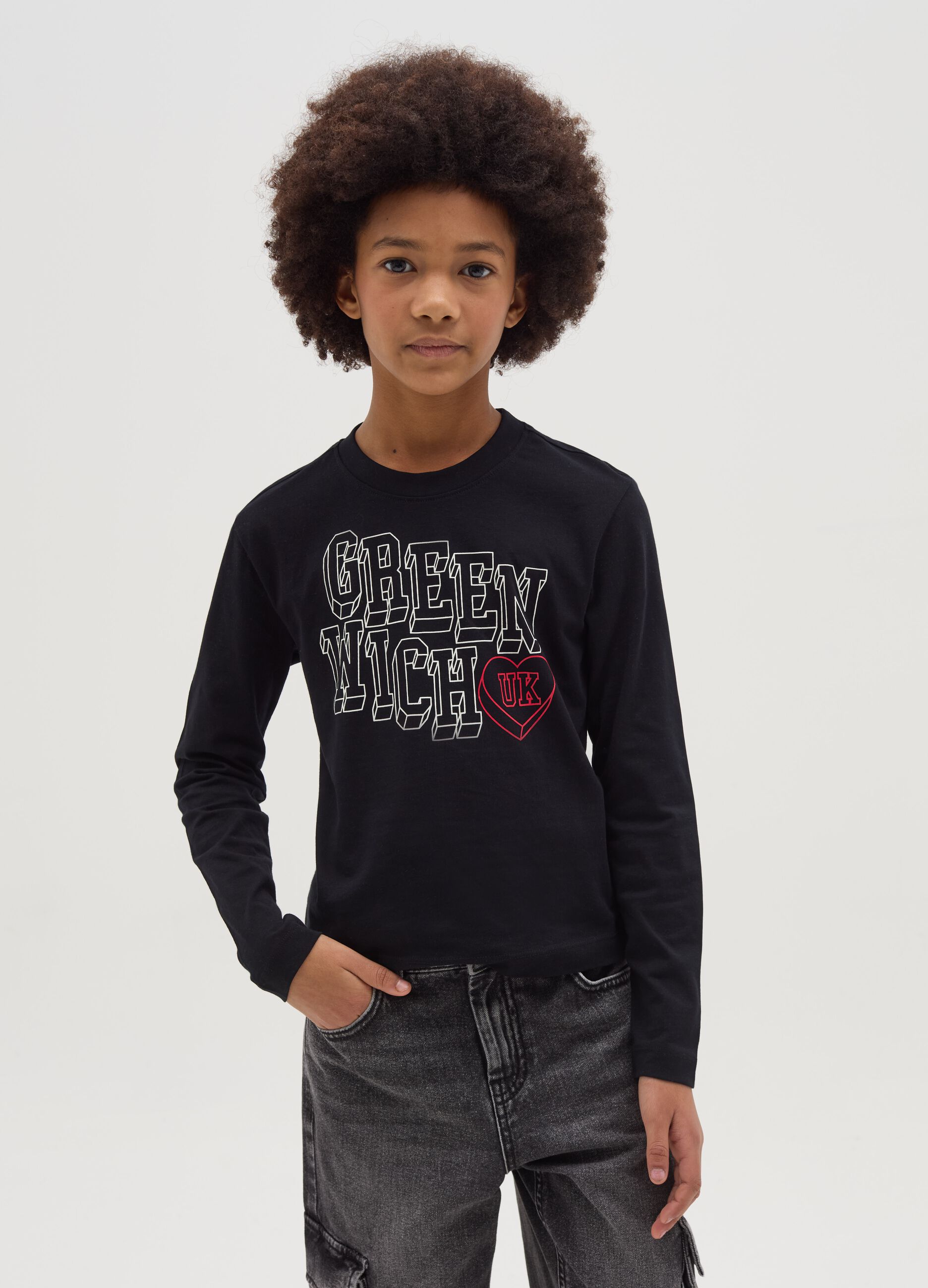 T-shirt maniche lunghe in cotone con stampa