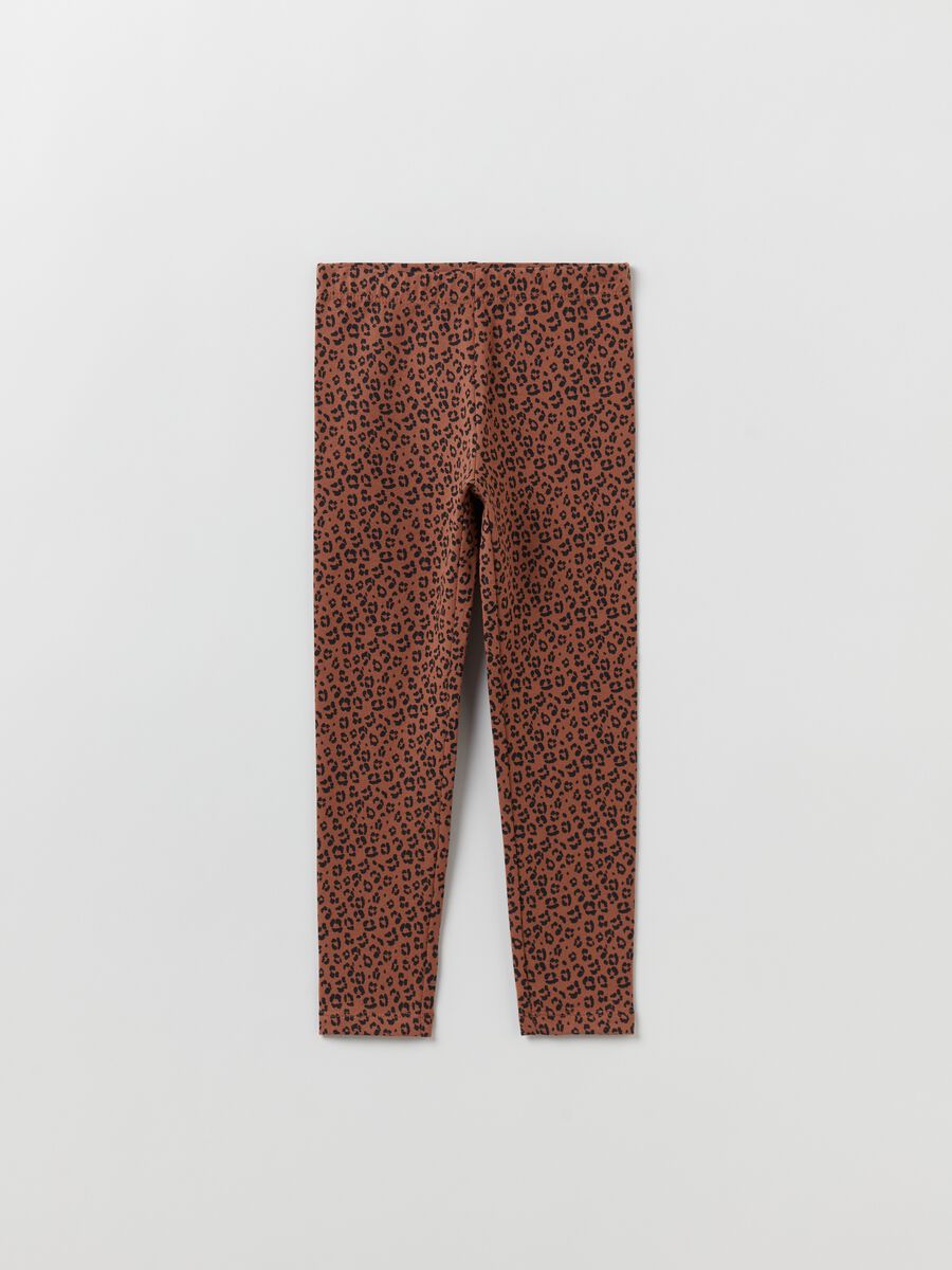 Leggings in cotone stretch con stampa_0