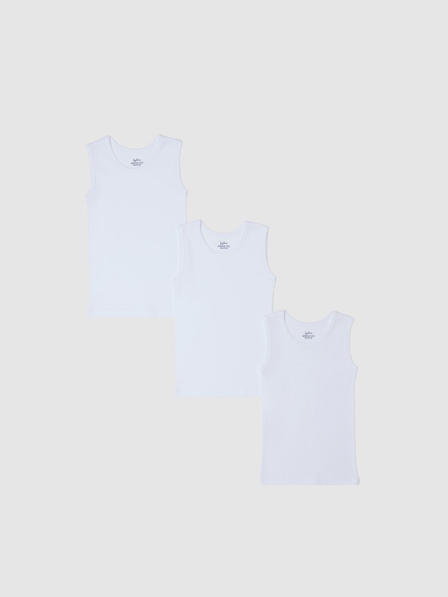 Three-pack white racerback vests in organic cotton_0