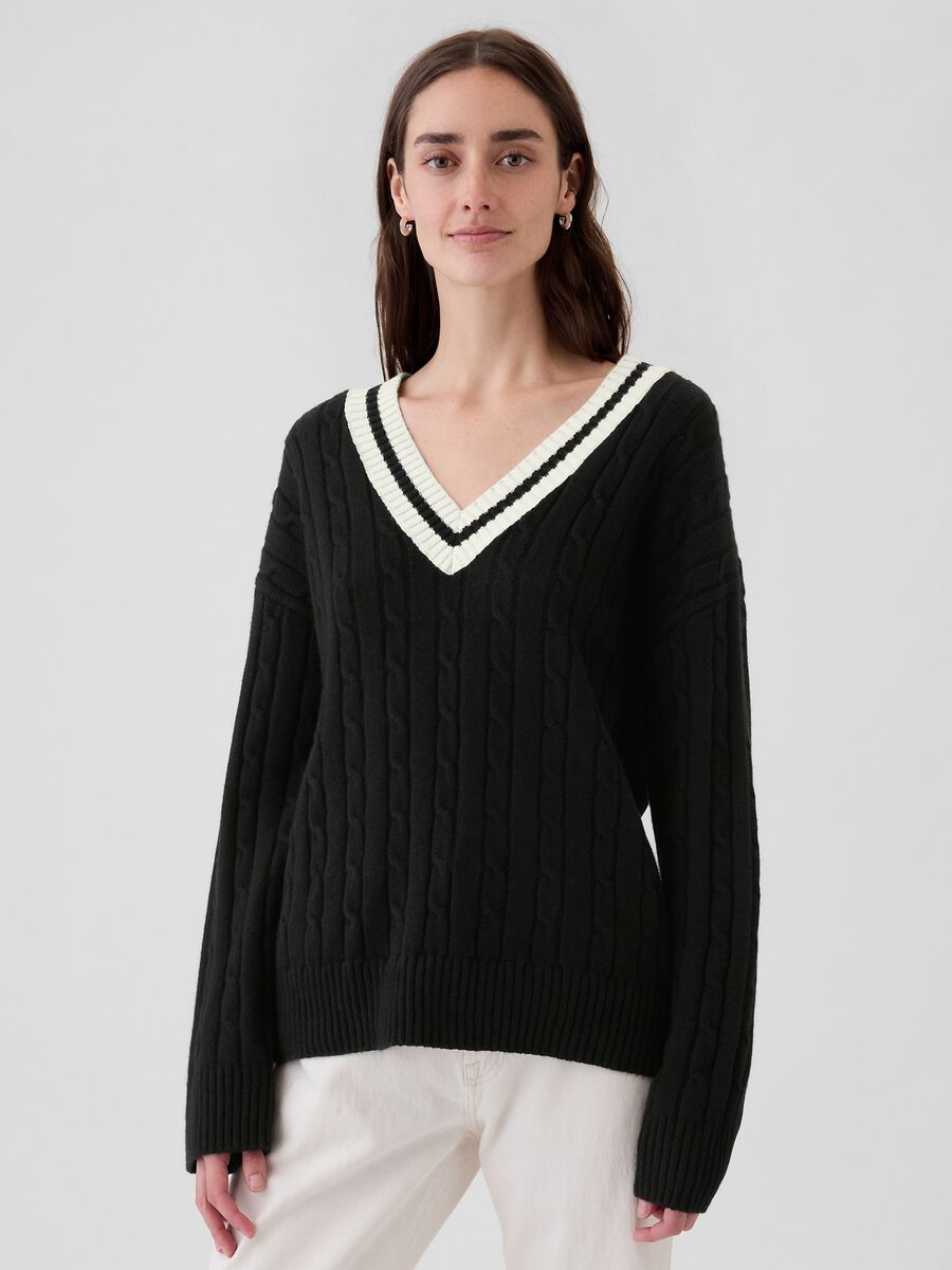 Pullover oversize con profili rigati_0