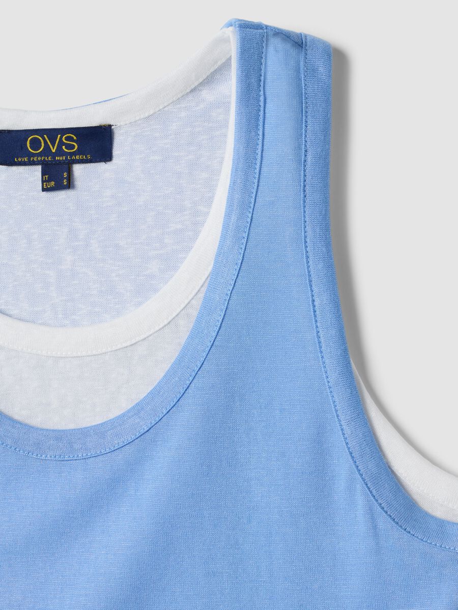 Tank top azzurro in misto viscosa regular fit_5
