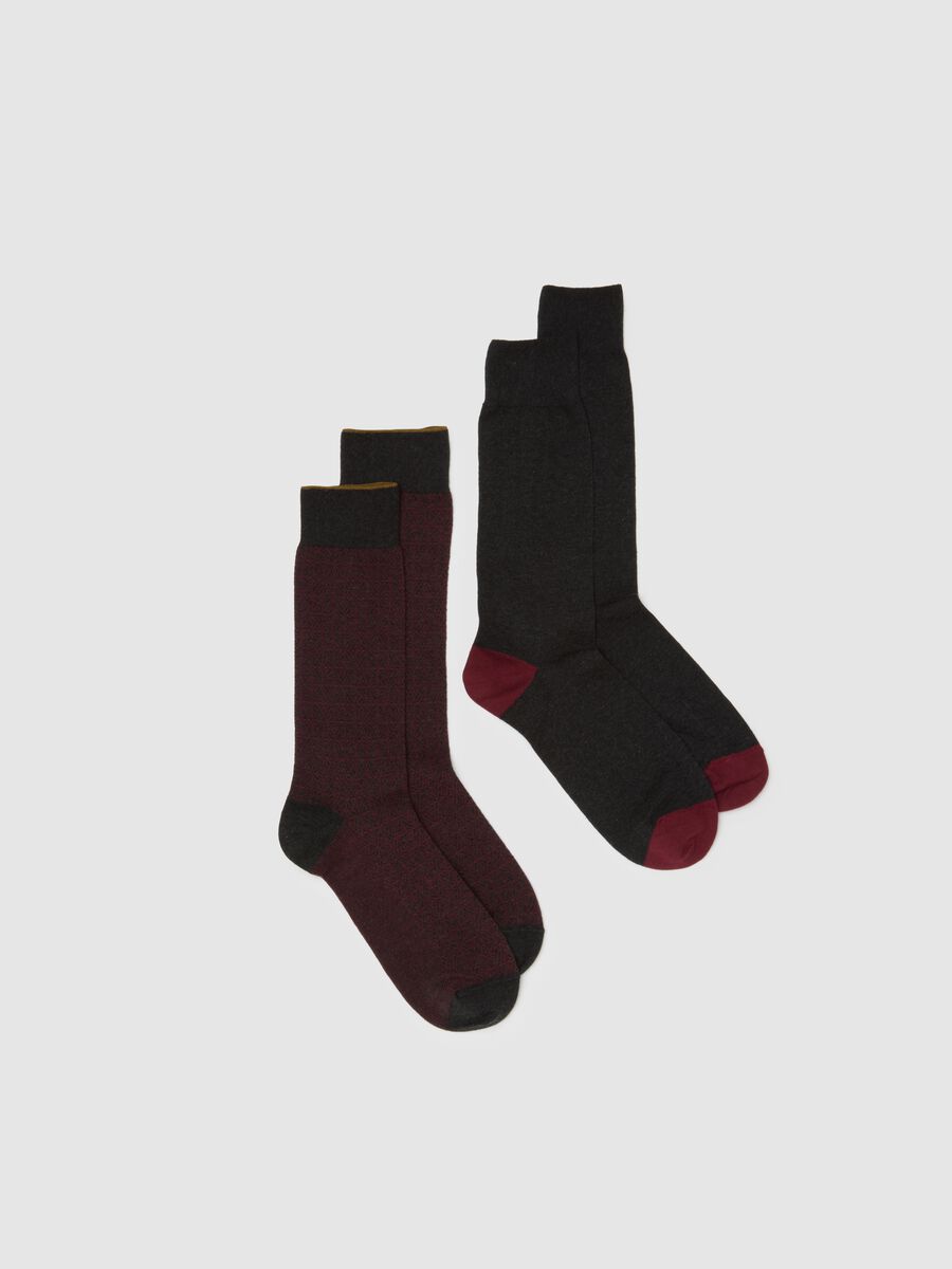 Twin Pack of Elasticised Short Multicolour Cotton Socks_0