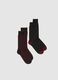 Twin Pack of Elasticised Short Multicolour Cotton Socks_0