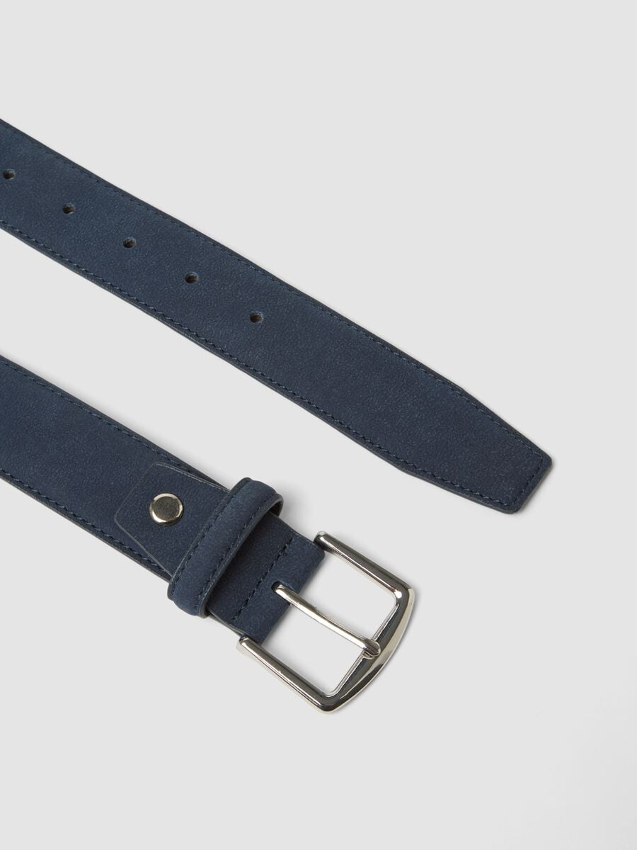 Cintura blu con fibbia rettangolare in metallo_1