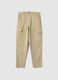 Pantaloni cargo in cotone elasticizzato beige da ragazzo regular fit_0