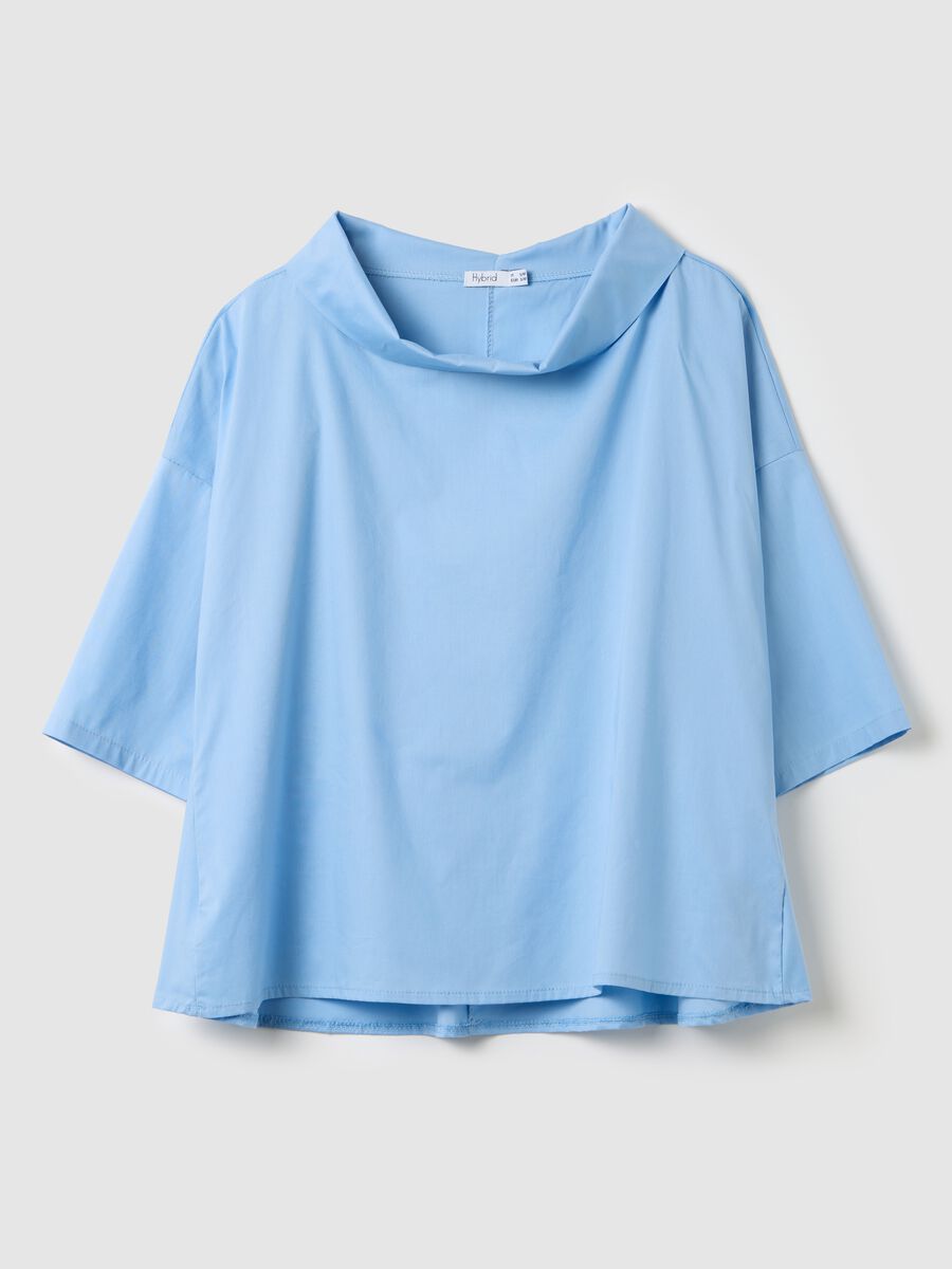 Blue blouse with three-quarter sleeves_4