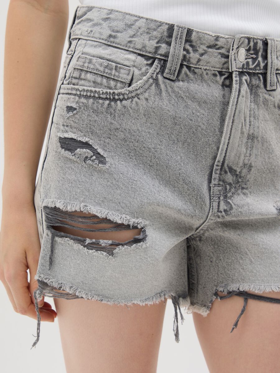 Shorts da donna in puro cotone grigi regular fit_3