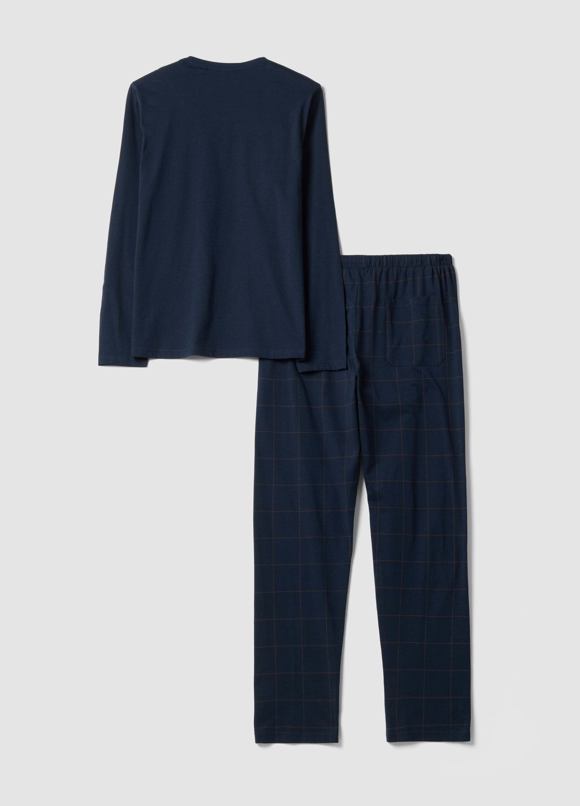 Blue pure organic cotton V-neck pyjamas