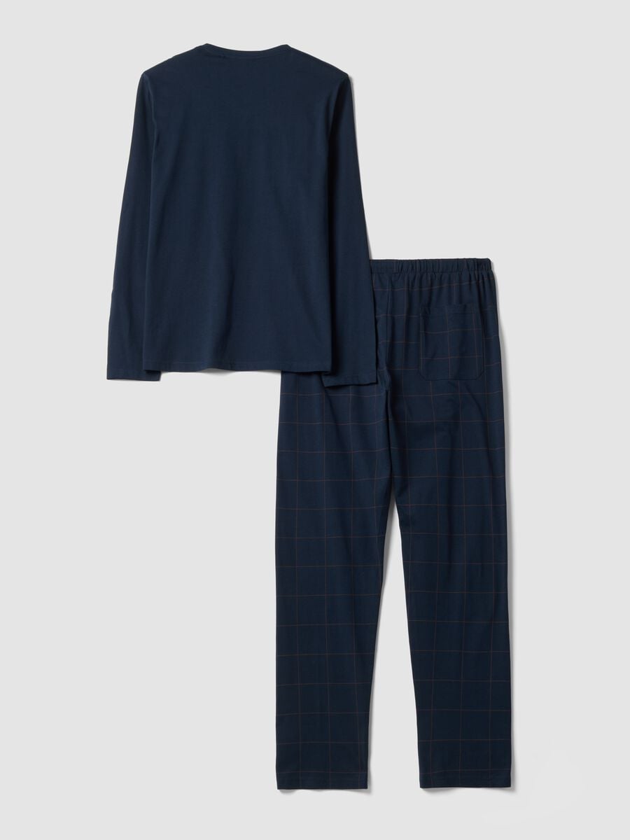 Pigiama blu in puro cotone organico con scollo a V_2