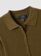 Cardigan fitted verde a coste in misto viscosa con colletto polo_6