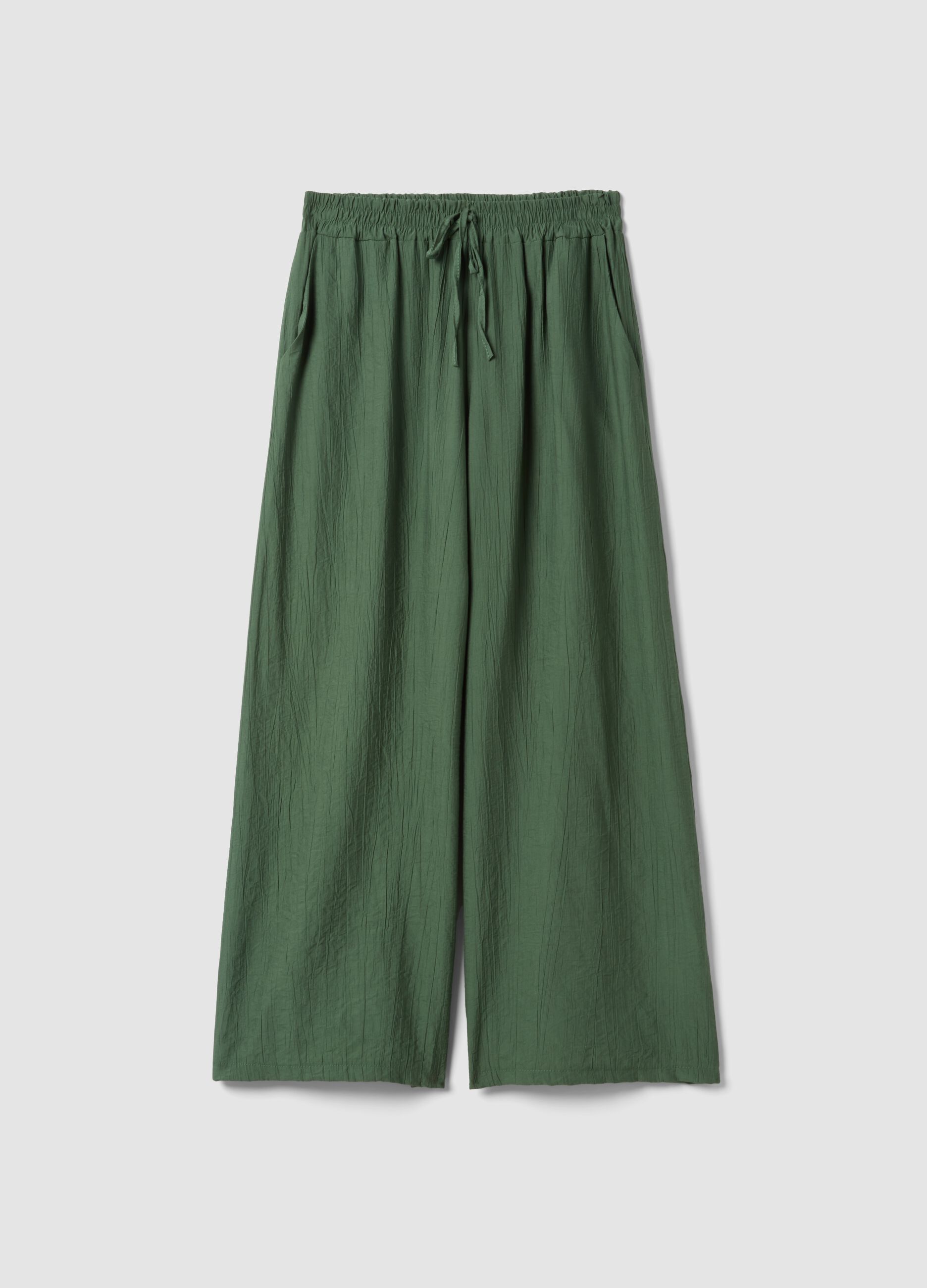Green viscose-blend palazzo trousers