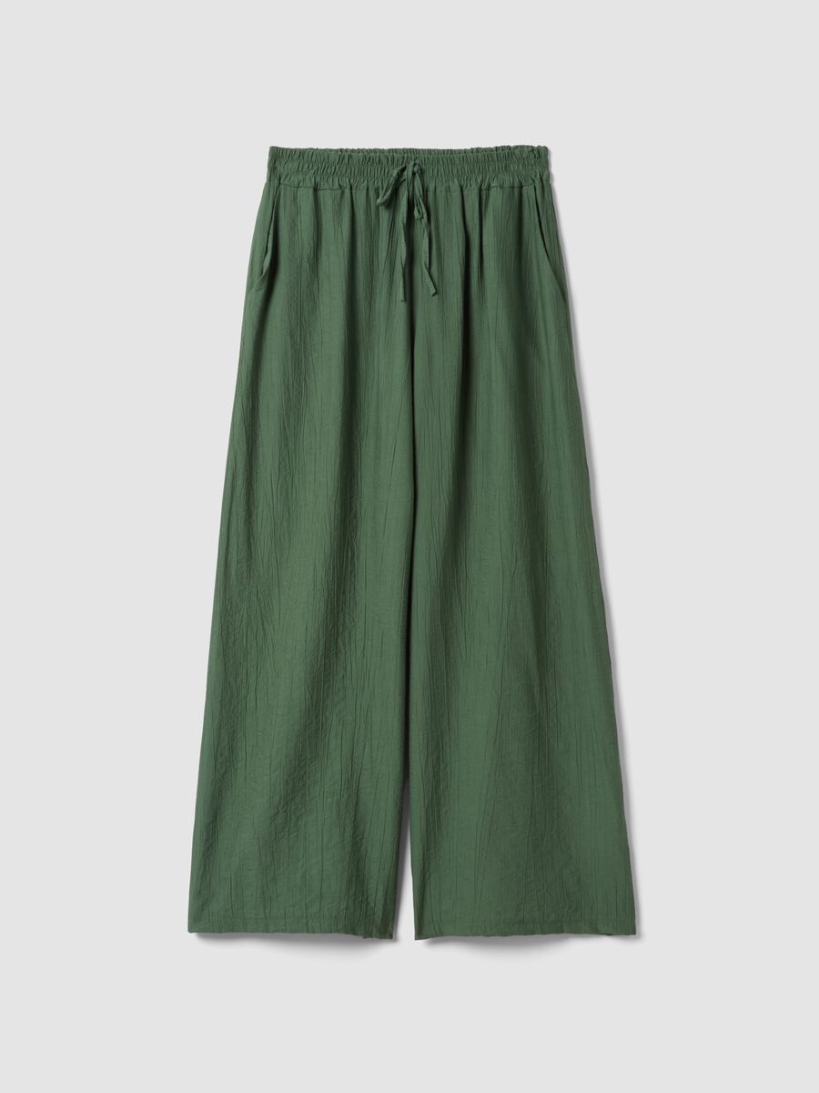 Green viscose-blend palazzo trousers_0