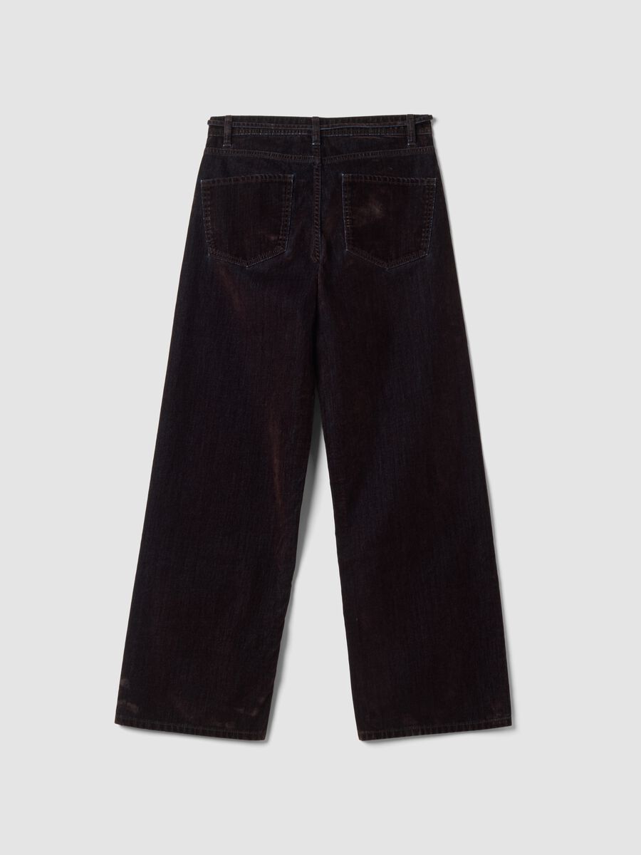 Jeans blu e marroni in puro cotone wide leg_2