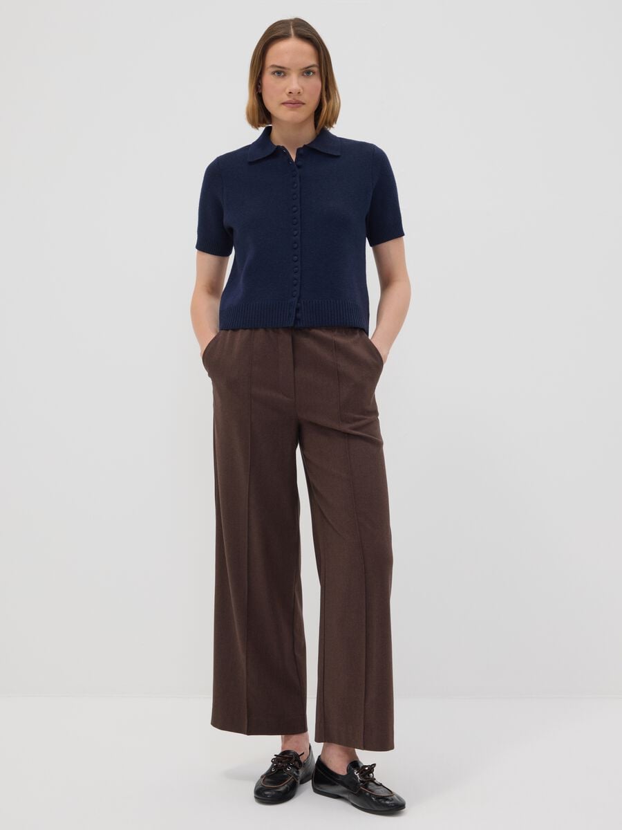 Jogger The Iconic Pants marroni wide leg in viscosa elasticizzata_0