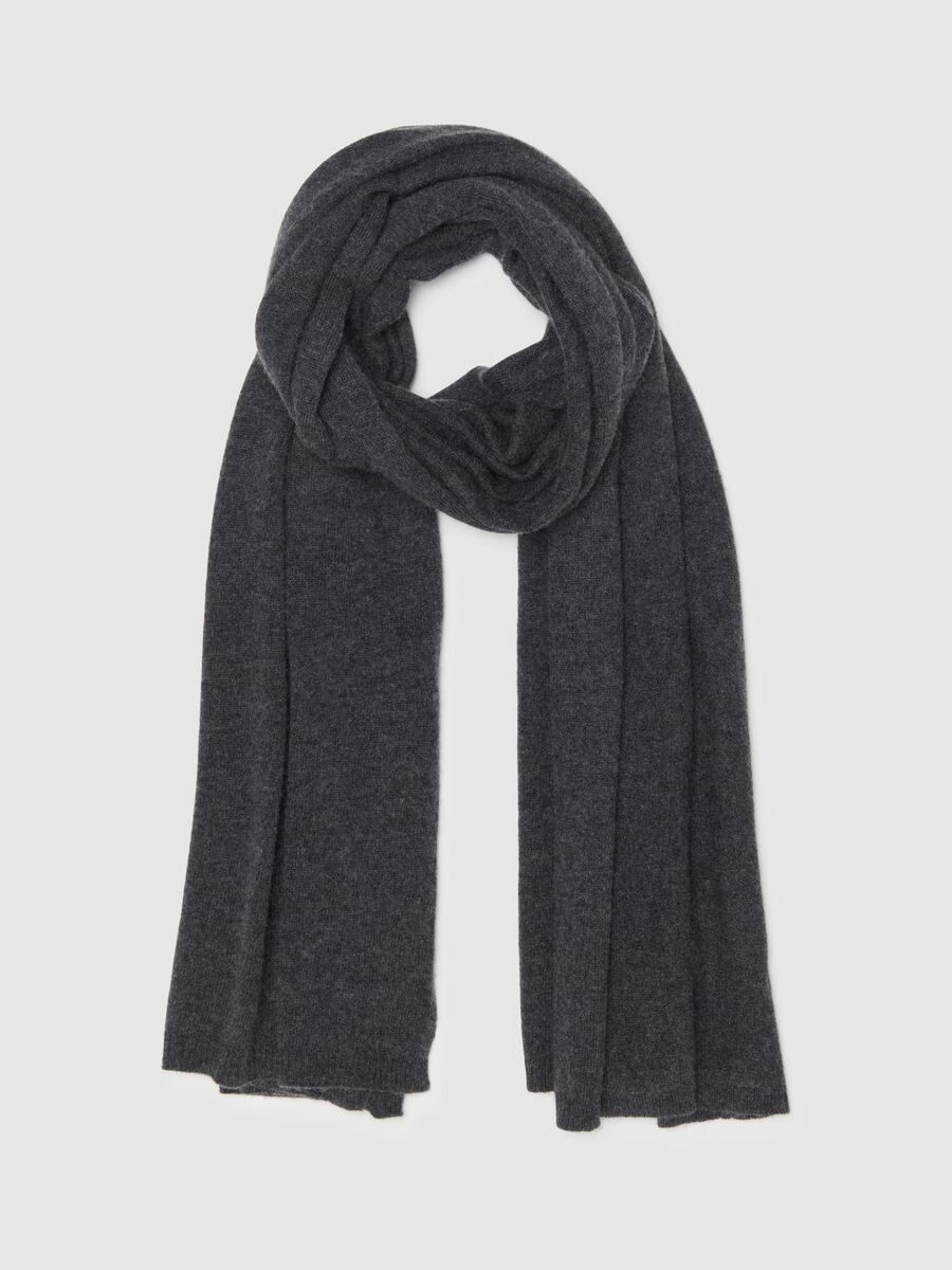 Sciarpa in misto lana e cashmere grigia_0
