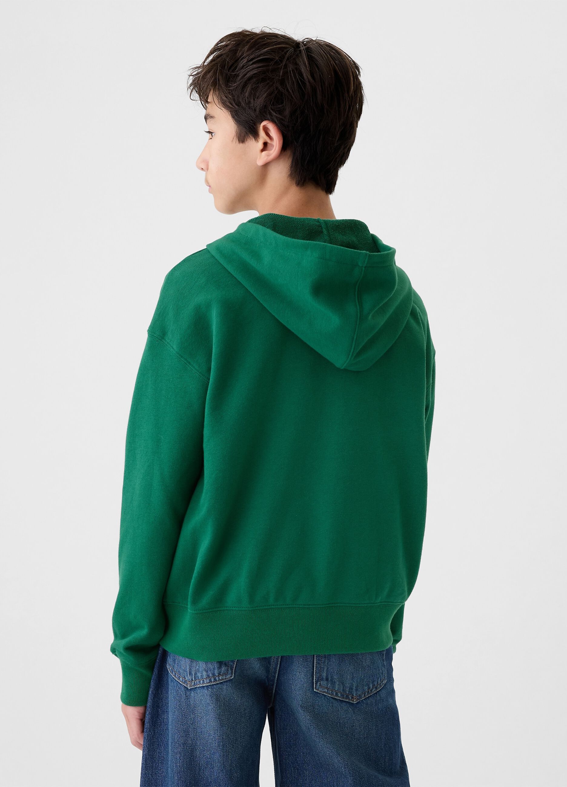 Full-zip sweatshirt with hood and logo embroidery