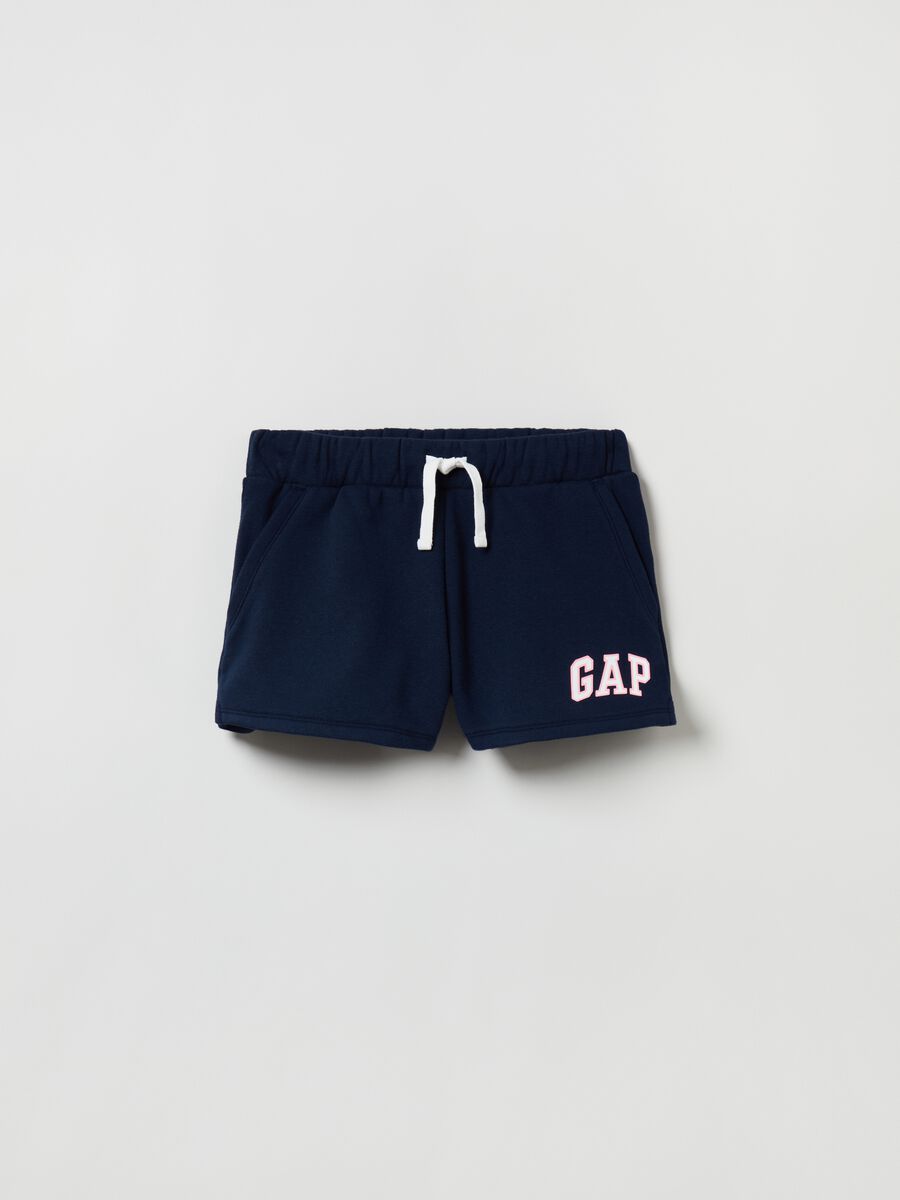 Shorts in cotone stampa logo glitter_0