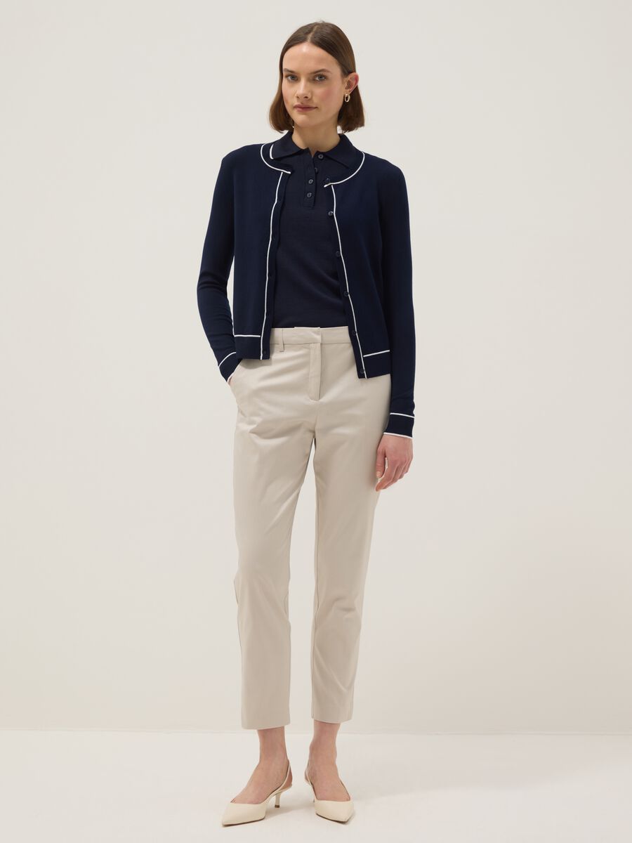 Cardigan in misto viscosa blu regular fit con bottoni_1