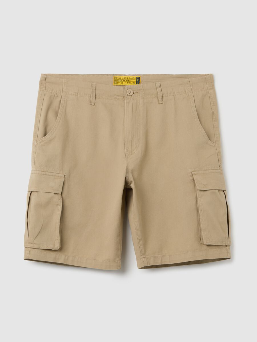 Bermuda da uomo in puro cotone beige regular fit_0