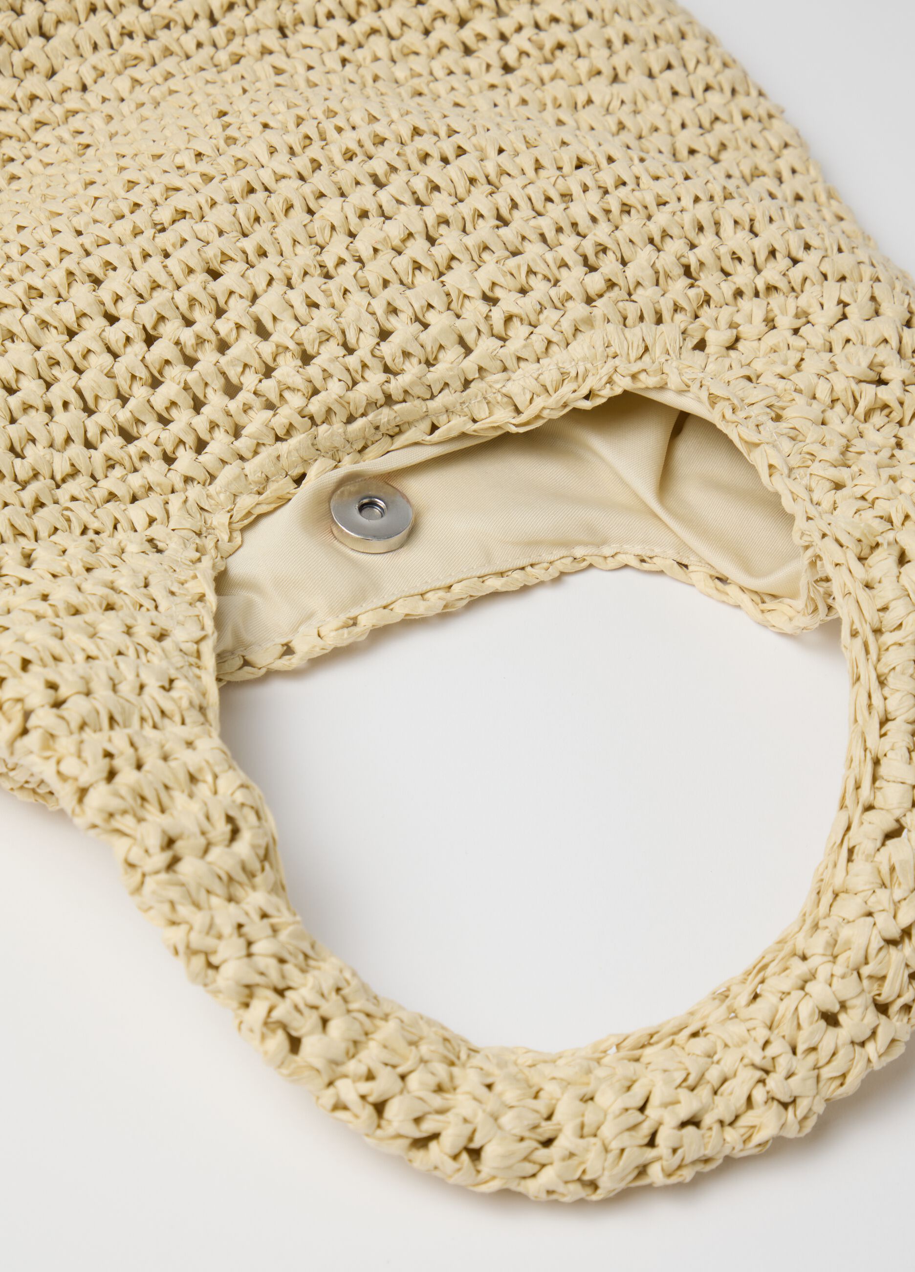 Beige Woven Shoulder Bag