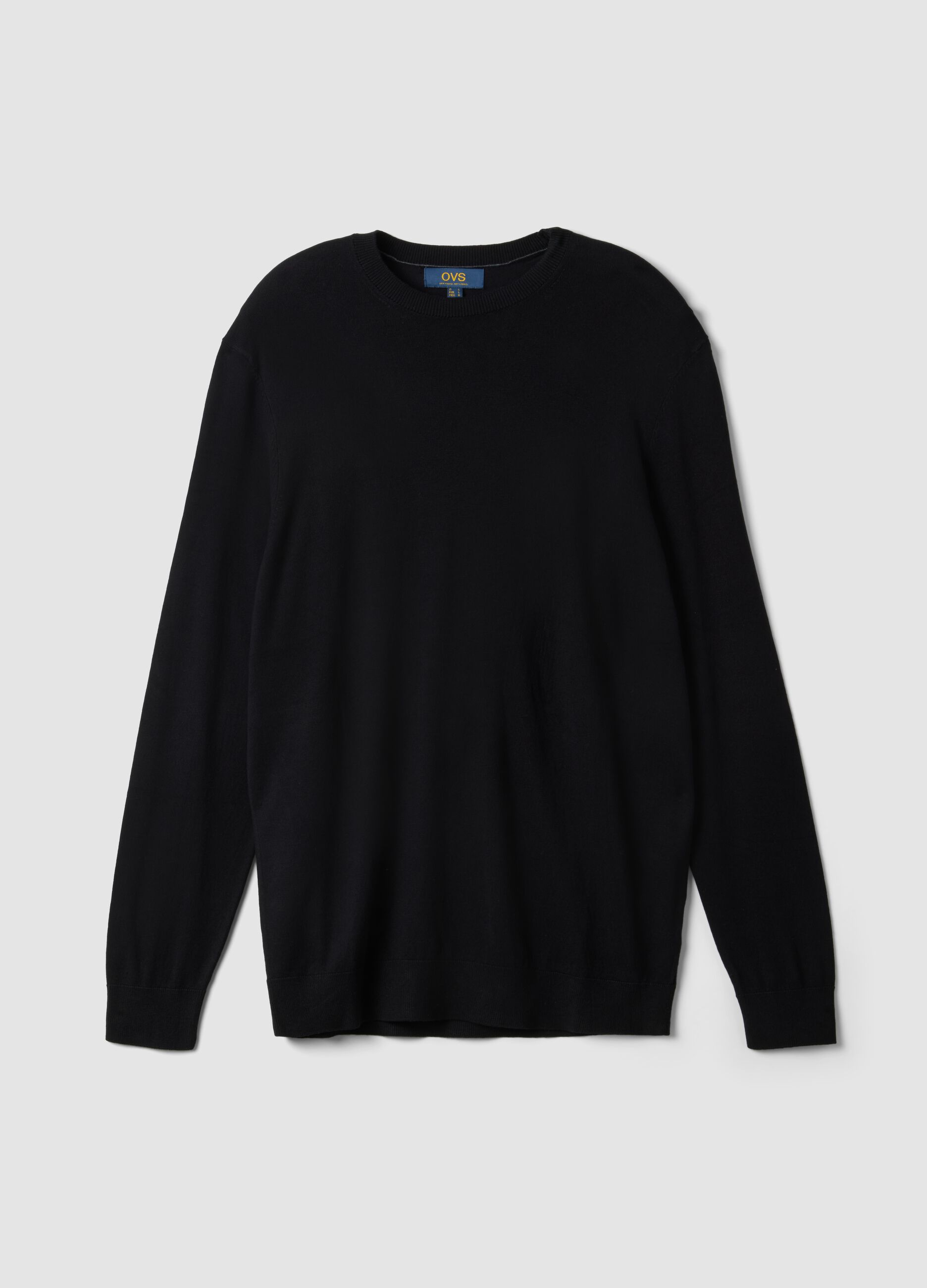 Black crew-neck viscose-blend jumper, regular fit
