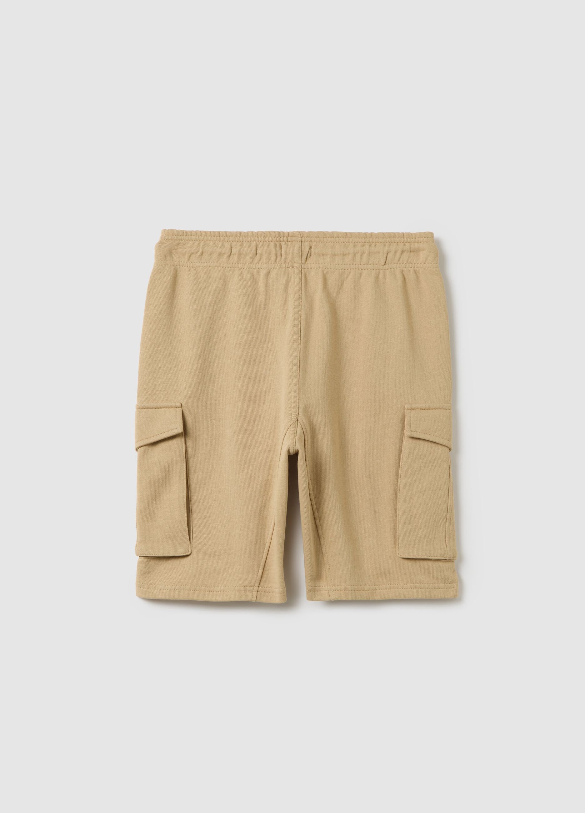 Boys' beige cargo shorts in pure cotton regular fit