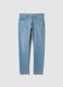 Light blue stretch cotton slim fit jeans_4
