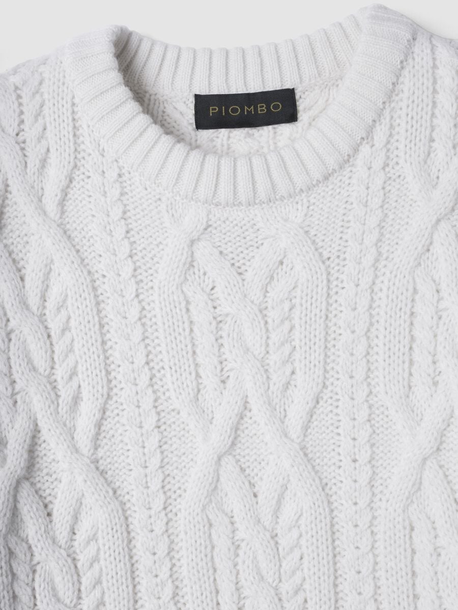 Maglia bianca in misto lana jacquard regular fit_5