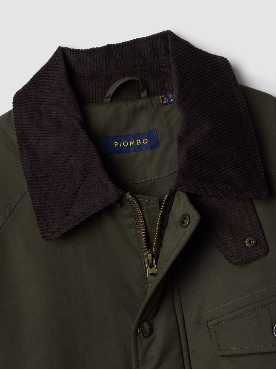 Green regular-fit jacket with zip and ribbed collar_1