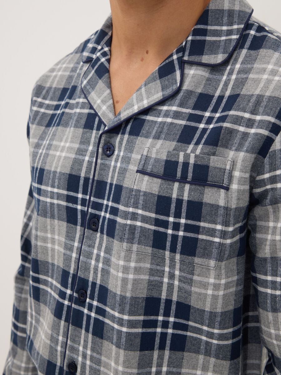 Pigiama grigio e blu in flanella di puro cotone organico regular fit_2