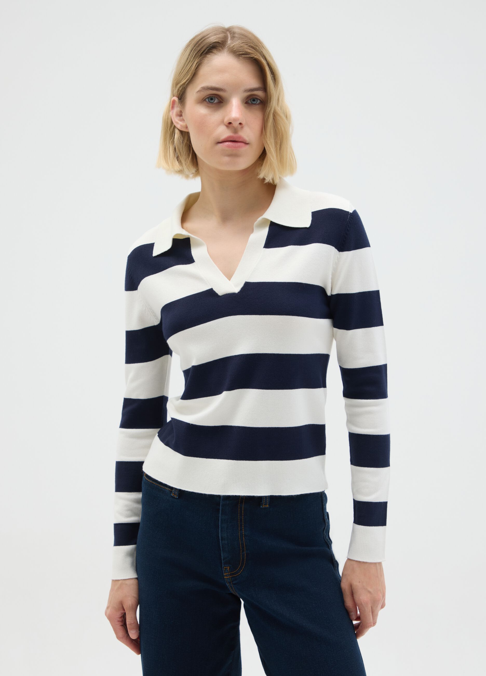 Blue and white mixed regular fit sweater