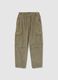 Beige regular fit pure cotton cargo trousers_0
