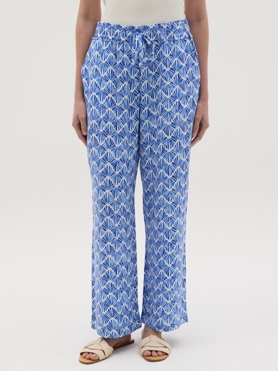 Jogger trousers in viscose with drawstring_1