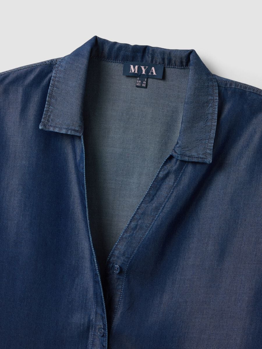 Camicia blu in puro lyocell a maniche corte regular fit_6