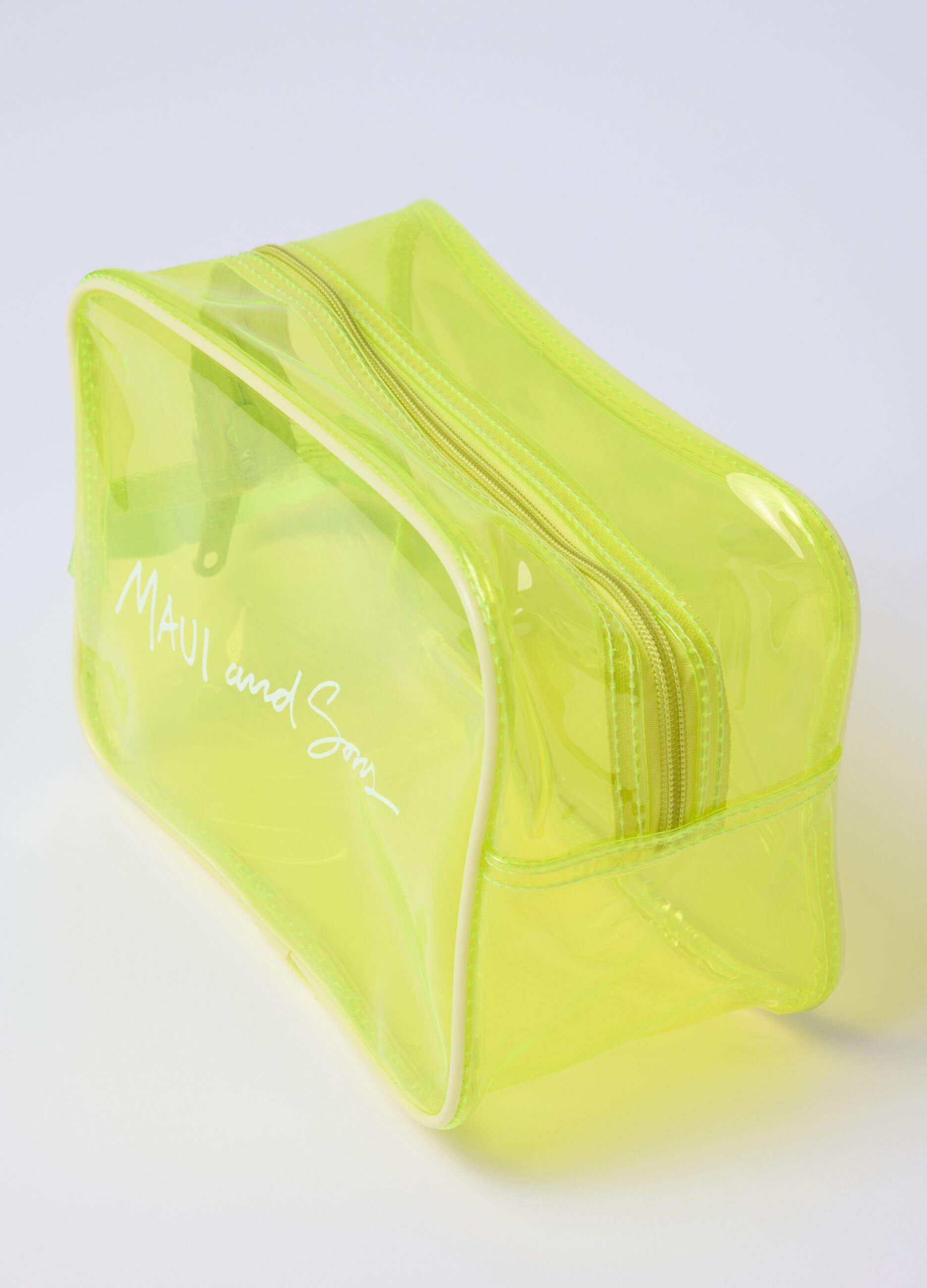 Beauty case da uomo in PVC giallo con chiusura zip