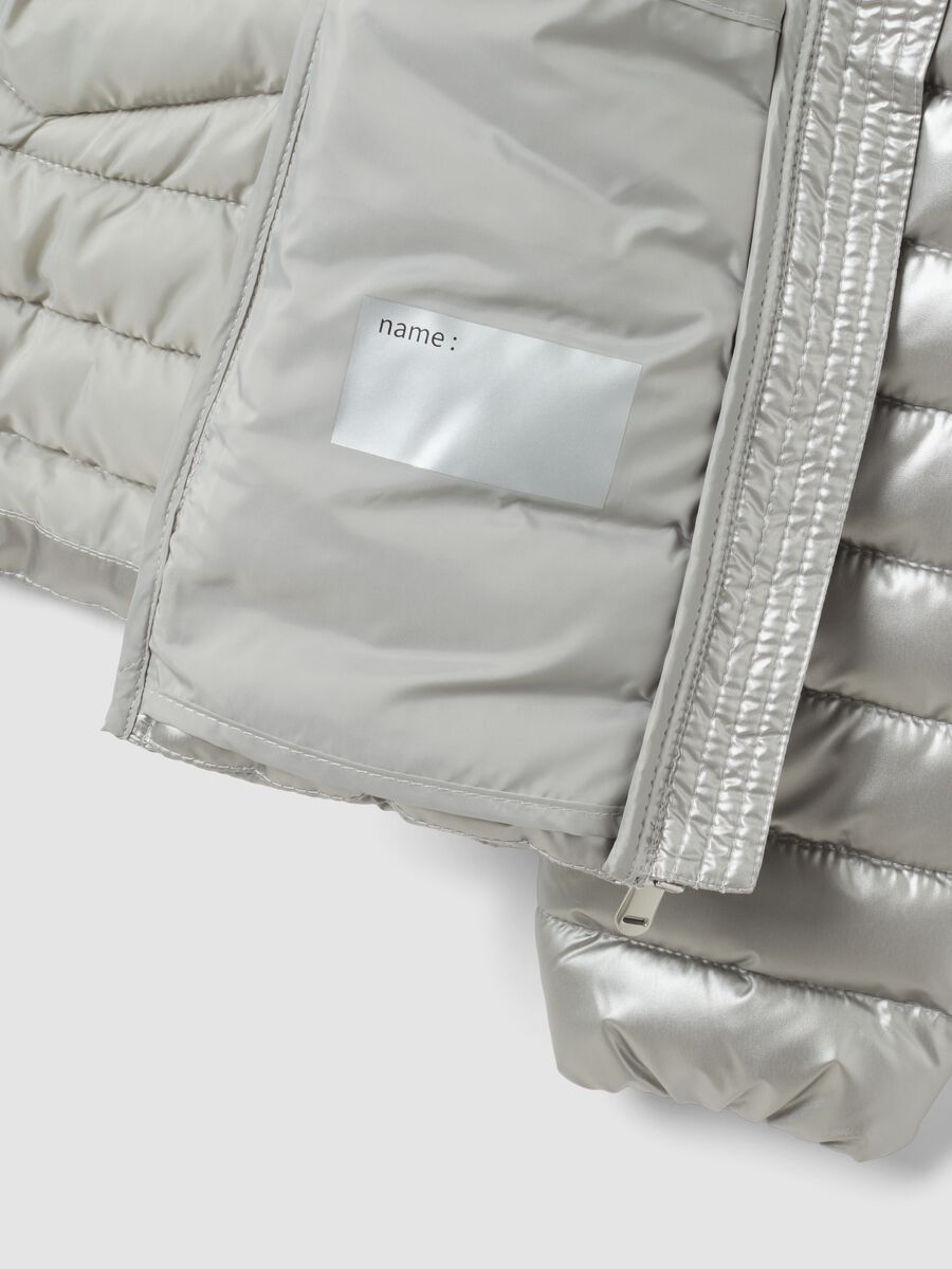 Giacca Ultralight imbottita grigia con cappuccio e zip per ragazza_6
