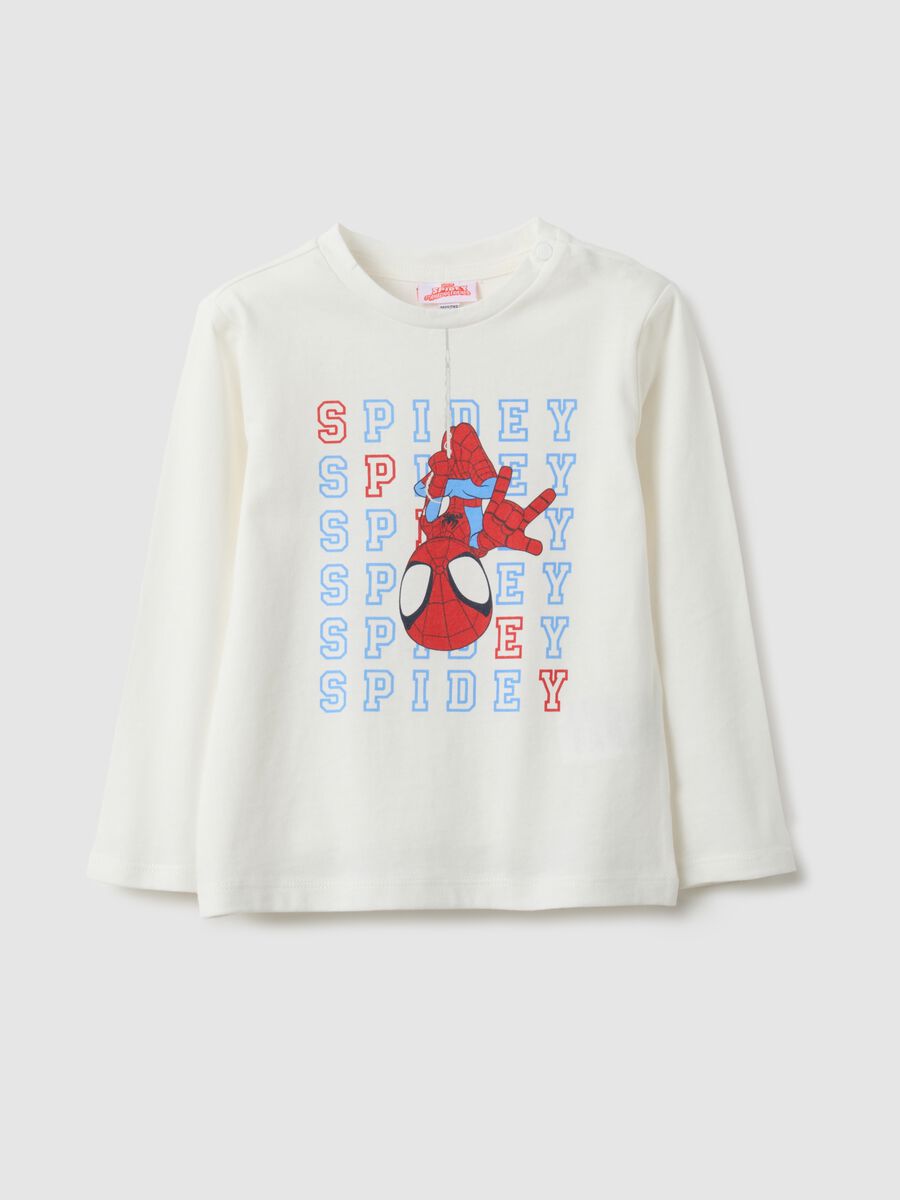 White pure cotton regular fit kids' t-shirt with print_0