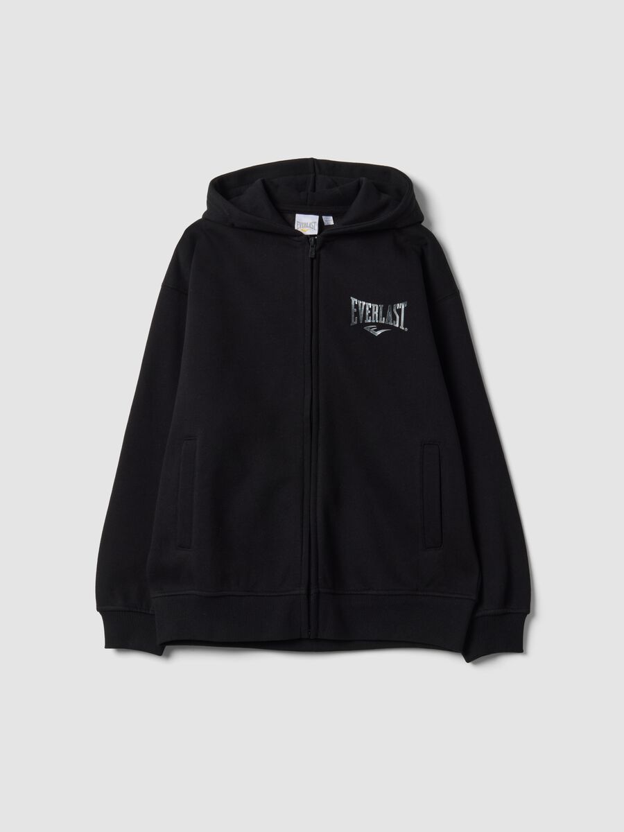 Girls&rsquo; black cotton-blend zip hoodie, regular fit_3
