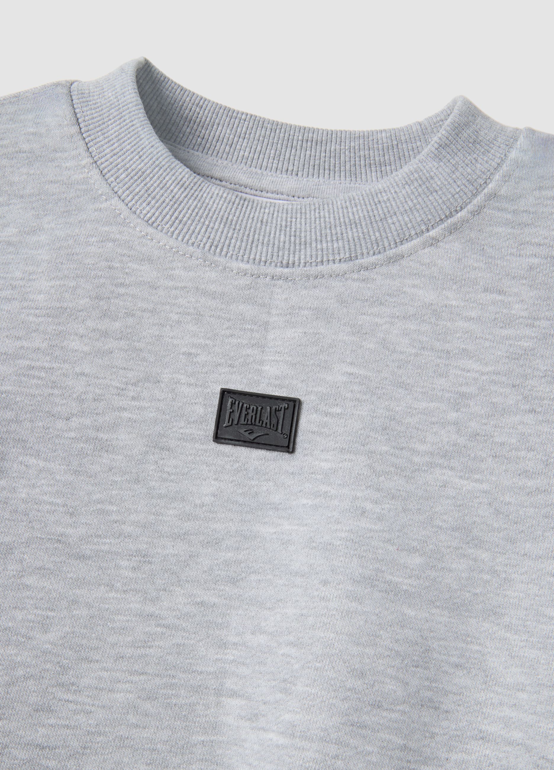 Grey cotton blend cropped sweatshirt with regular fit