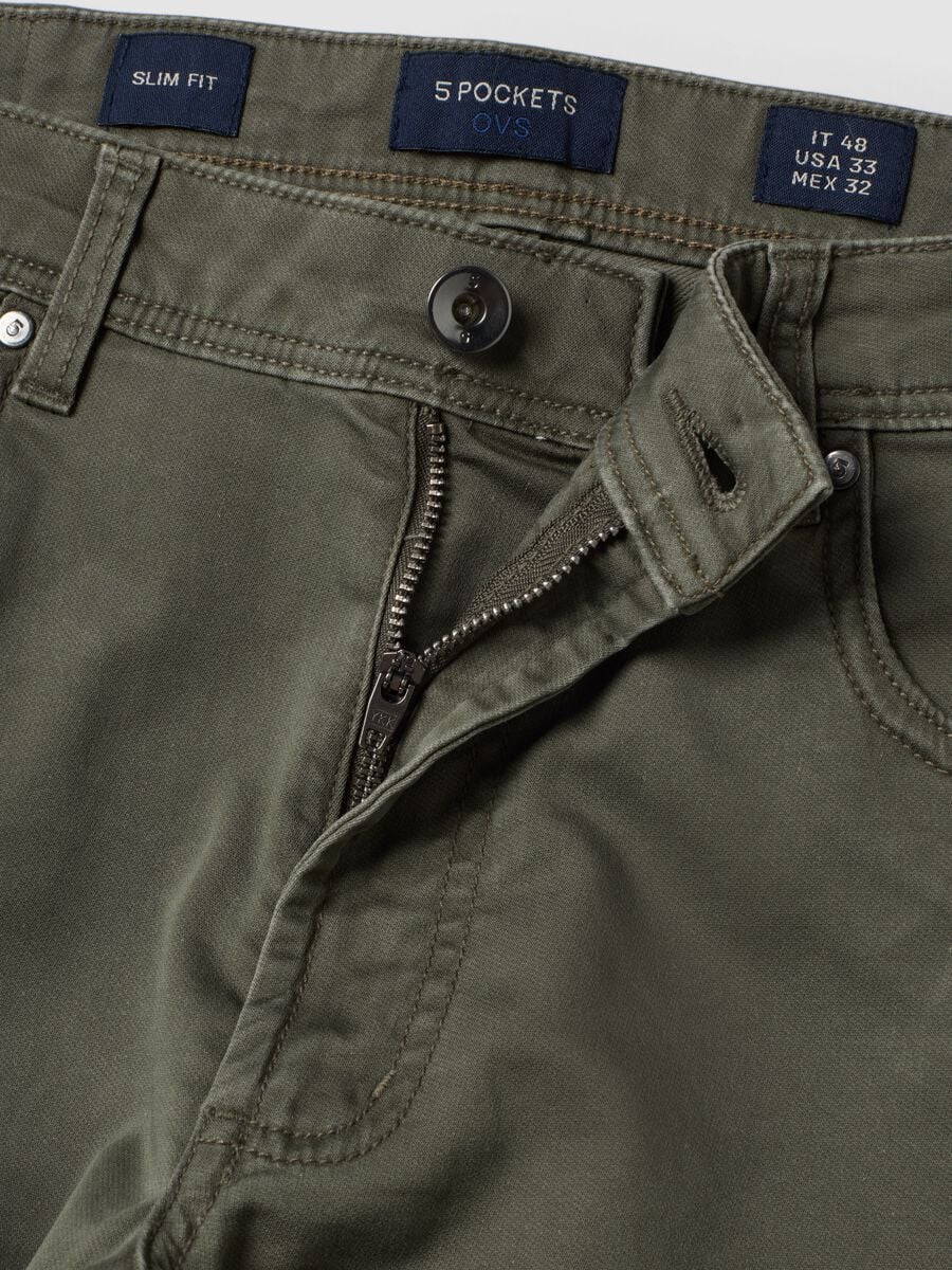 Pantaloni verdi in dobby di cotone elasticizzato slim fit_6