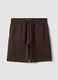 Shorts marrone in misto cotone con vita elasticizzata regular fit_4