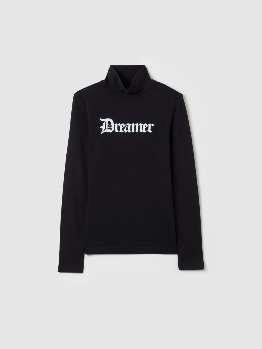 T-shirt with mock neck and gothic print_3
