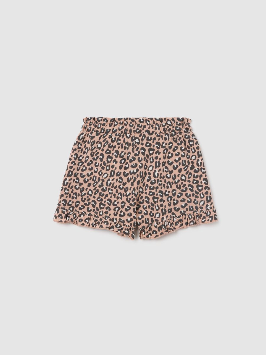 Girls' multicolour pure cotton shorts with regular fit and print_1