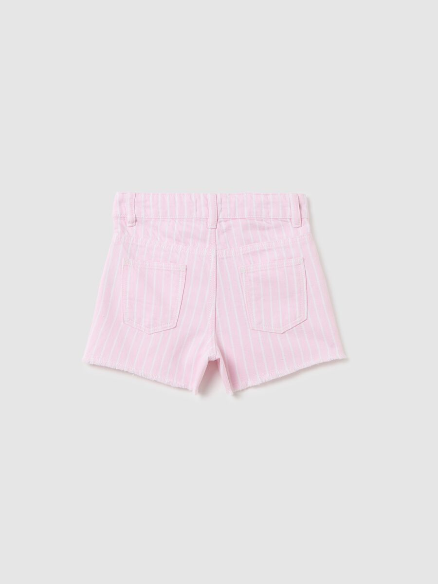 Girls' Cotton Striped Pink Shorts_1