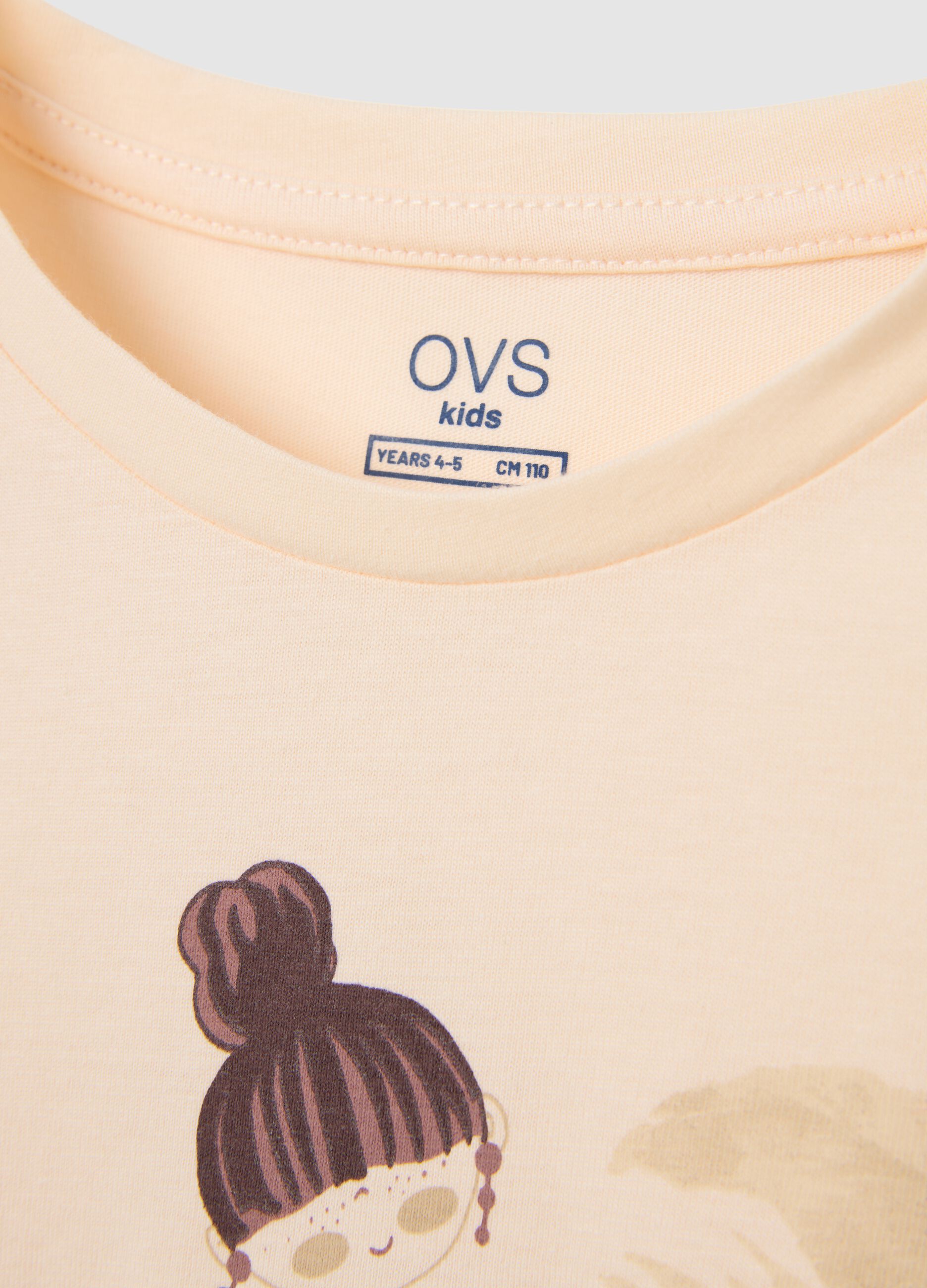 Girl's beige pure cotton regular fit T-shirt with print