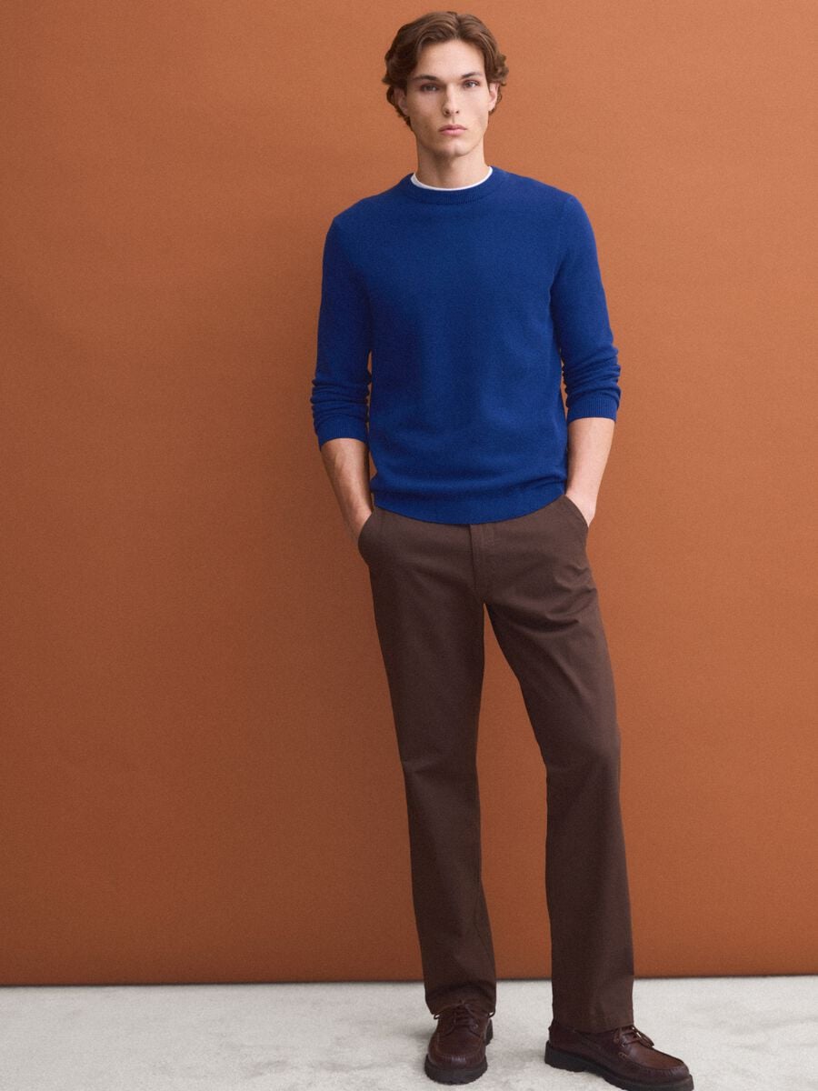 Maglia blu in puro cotone girocollo regular fit_2