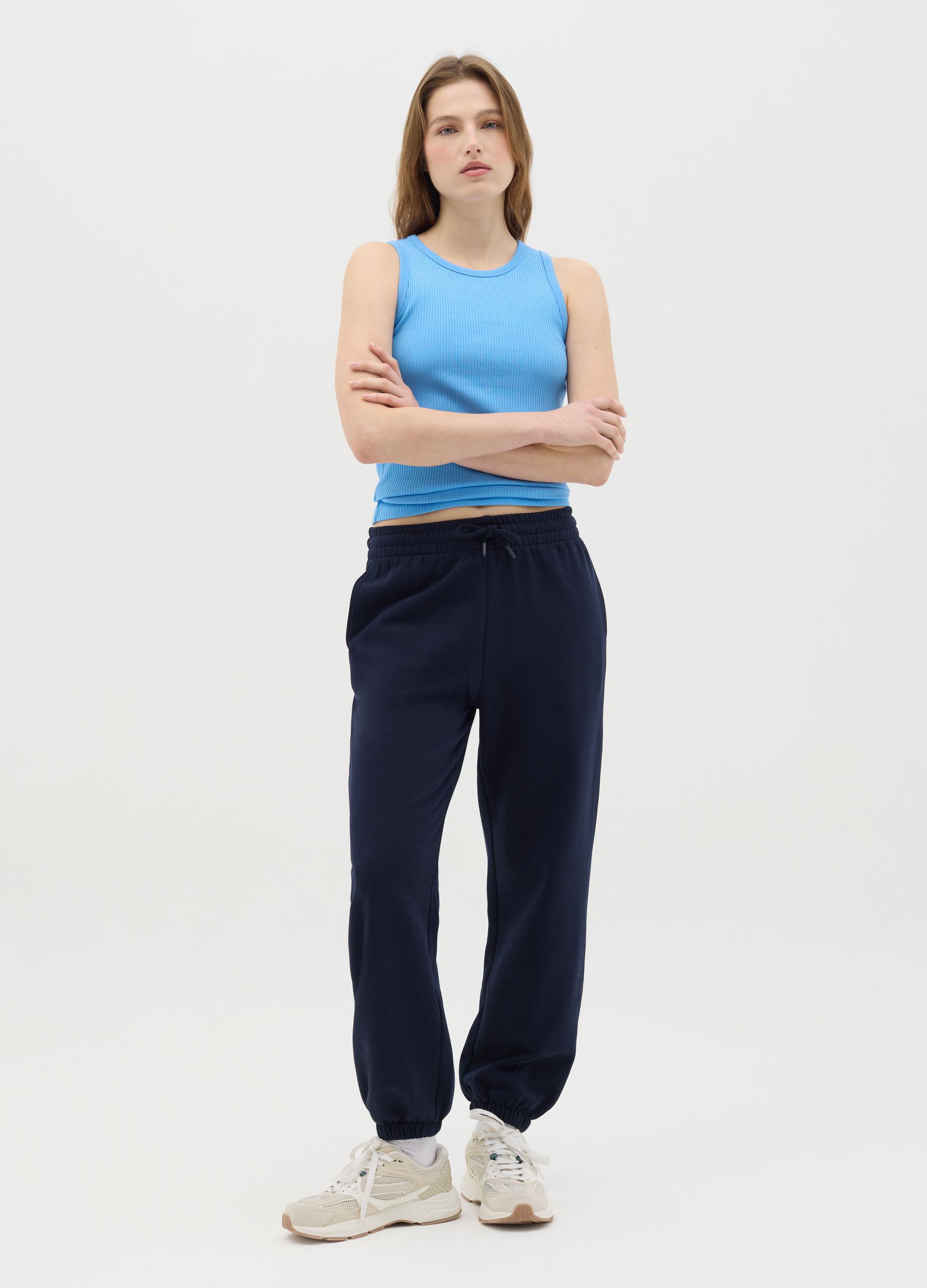 Light blue stretch cotton tank top by Ovs